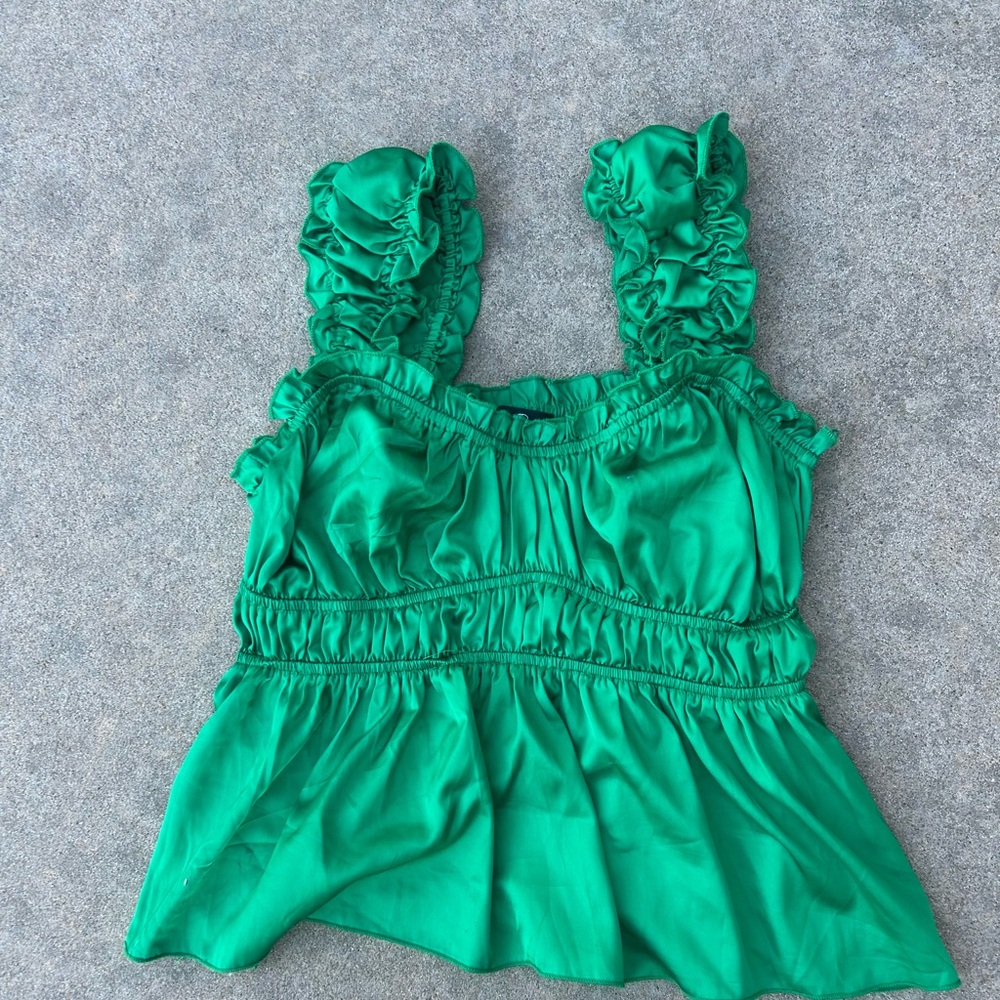 Emory Park Green Ruffled Blouse